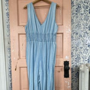 Chambray striped jumpsuit